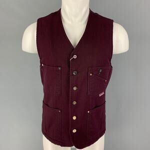BERNA Size M Burgundy Cotton Patch Pocket Vest